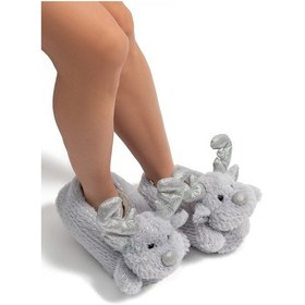 Resim Geyik Star Kadın, Garson Boy Hayvanlı Panduf Gri 36/41 Gri 