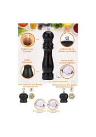 Resim Technojet 2li Karabiber Tuz Kahve Baharat Öğütücü Ahşap Manuel El 