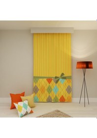 Resim PAREDORA Çizgili Ekose Tek Kanat Fon Perde 