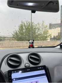 Resim 3DreaMaker Sevimli Kalpli Panda Dikiz Aynası Süsü - Araç İçi Aksesuar 
