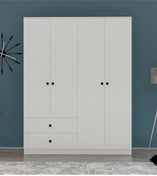 Resim Metalia Metalia Gm 077 Novado Düğme Kulplu 4 Kapı 2 Çekmeceli Gardırop 