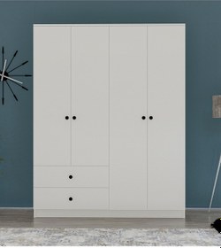 Resim Metalia Metalia Gm 077 Novado Düğme Kulplu 4 Kapı 2 Çekmeceli Gardırop 