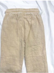 Resim Nanica Kids Erkek Bebek Keten Beli Lastikli Bol Paçalı Pantolon-14077 Bej 