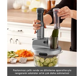 Resim Karaca Sebze, Et ve Meyve Dilimle Doğra Karıştır Rendele Çırp Smoothie Yap 6 Bıçaklı 2500W Yüksek Güçlü Premium Mutfak Robotu & Blendır Inox 