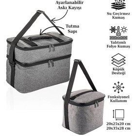 Resim Ns Reliable Kamp Piknik Termal Soğutucu Yalıtımlı Buzluk Termos Çanta 2 Li Set - 960 Gri 