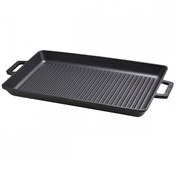 Resim Lava Döküm Demir 26x45 CM Yekpare Çift Kulplu Dikdörtgen Izgara Tavası LV ECO GT 2645 