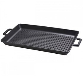 Resim Lava Döküm Demir 26x45 CM Yekpare Çift Kulplu Dikdörtgen Izgara Tavası LV ECO GT 2645 