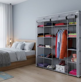 Resim Prado Stark Xtra Çift Yandan Raflı Çelik Profilli Bez Dolap Gri 