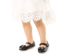 Resim Kiko Kids Cırtlı Kum Sim Fiyonklu Kız Çocuk Babet Ayakkabı Ege 202 Cilt Siyah 