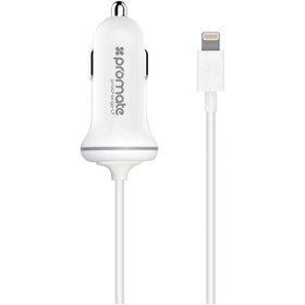 Resim Promate Apple Iphone Lightning Şarj Cihazı Araç Çakmak Girişli Mfı Onaylı Beyaz 