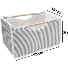 Resim Iki Adet Tahta Saplı Kutu Hurç, Gri, 33X18X20 Cm, Şık ve Kullanışlı Depolama Çözümü 