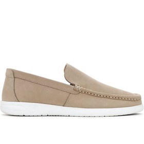 Resim Erkek Bej Nubuk Deri Loafer 