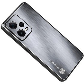 Resim Xiaomi Redmi Note 12 Pro İçin Çin Metal Fırçalanmış Doku Darbeye Dayanıklı Telefon Kılıfı Gümüş 
