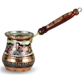 Resim Gül Çiçek Mineli Bakır Sütlük Cezve 