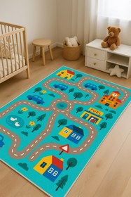 Resim df home Oyun Halısı Yol Desenli Kaymaz Taban Yıkanabilir Dijital Baskı/ KC 105 