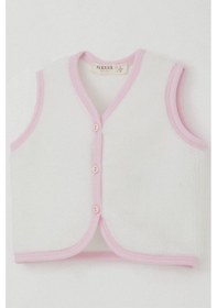 Resim Breeze Kız Bebek Polar Yelek Düğmeli 0-9 Ay, Beyaz Beyaz 