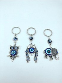 Resim Nazar Boncuğu Anahtarlık Seti Baykuş Nal Fil Hediyelik Eşya 