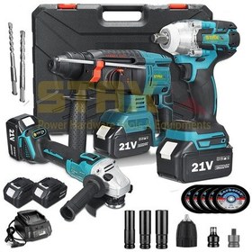 Resim STAXX 3'lü Mega Set 21V Kırıcı Delici + Somun Sökme + Taşlama Seti 