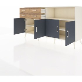 Resim Hyperion Konsol 4 Raflı 4 Çekmeceli 4 Kapaklı 176x44x99 Aytaşı-an Aytaşı-antrasit/çam 