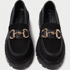 Resim Mubiano MB1170-S Kalın Taban Lüx Süet Tokalı Siyah Kadın Kolej Loafer 
