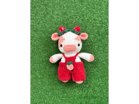 Resim Sknc Inek Organik Amigurumi Örgü Oyuncak 