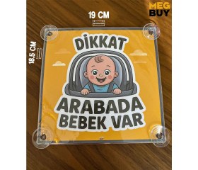 Resim Megbuy Sarı Renk Dikkat Arabada Bebek Var Yazılı Bebek Araba Cam Süsü Oto Aksesuar Vantuzlu 