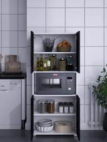 Resim rafineritasarım Rafineri Umay Çok Amaçlı Dolap Kapaklı Ayaklı Mikrodalga Fırın Kullanılbilir 