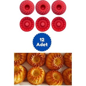 Resim Kitchen Design Lab Kırmızı 12 Adet Silikon Muffin Kek Kalıbı 