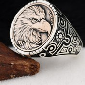 Resim Silva Silver Kartal Çizimli 925 Erkek Gümüş Yüzük 