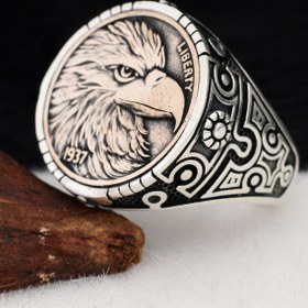 Resim Silva Silver Kartal Çizimli 925 Erkek Gümüş Yüzük 