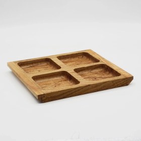 Resim Wood Provence Ahşap Kare 4 Gözlü Kahvaltılık Ve Çerez Tabağı Zeytin Ağacı 25 Cm 