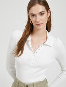 Resim Polo Yaka Triko Kazak Ribanalı Çıtçıtlı 