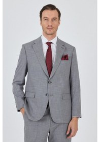 Resim İmza Gri Mono Yaka Esnek 4 Drop Comfort Fit Classic Takım Elbise 1001250159 Gri 