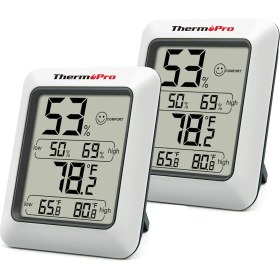Resim ThermoPro TP50 Termometre İç Mekan Dijital Sıcaklık ve Nem Ölçer - 2 Adet 