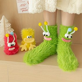 Resim CATERPILLAR Tarzı Sıcak Vizon Kadife Komik Çirkin Çoraplar, Orta Baldır Zemin Terlikleri Tüylü Şirin Termal Çiftli Çorap, Kış Sıcaklığı,Oyuncu Tasarım,Tuhaf Moda,Kabarık Malzeme,Yenilikçi Çoraplar,Termal Çoraplar,Onun İçin Hediye 