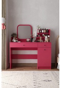 Resim Harmony İki Çekmeceli Makyaj Masası Kare Aynalı Antrasit 