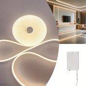 Resim Suya Dayanıklı LED Neon Esnek Şerit Işıklar Noel ve Daha Fazlası İçin - Açma/Kapama Anahtarıyla Pil ile Çalışan, Kablosuz Değil, İç/Dış Mekan Kullanımı, Partiler, Balkonlar, Restoranlar için Beyaz Aydınlatma - Pil Dahil Değil 