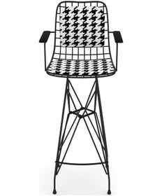 Resim Knsz kafes tel bar sandalyesi 1 li zengin syhkono kolçaklı sırt minderli 75 cm oturma yüksekliği ofis cafe bahçe mutfak 