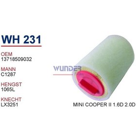 Resim WUNDER WH231 HAVA FİLTRESİ - MİNİ COOPER II,CABRIO COUPE,CLUB-COU 