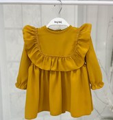 Resim Bertuğ Bebek Fırfırlı Hardal Krep Kız Çocuk Bebek Elbise 