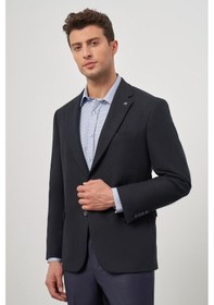 Resim İmza Koyu Lacivert Baskılı Gabardin Mono Yaka Tam Astar Çift Yırtmaç 2 Düğme 4 Drop Comfort Fit Classic Ceket 1002245157 Koyu Lacivert 