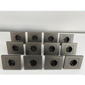 Resim Ovivo Topraklı Priz Çerçeve Dahil Antrasit 12 Adet 001 