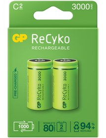 Resim GP Batteries Recyko 3000 C Boy Ni-mh Şarjlı Pil, 1.2 Volt, 2'li Kart 