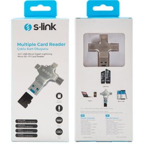 Resim S-Link Sl-Ta35m 4 İn1 Usb Micro Typec Lightning Micro Sd Tf Kart Okuyucu 