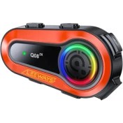 Resim Leeways Q08 2x 1000M Telsiz Mesafeli Özellikli 2 Kişi Bağlantılı Bluetooth Kask Kulaklık Ekranlı Fenerli Interkom 