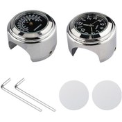 Resim Motosiklet Bisiklet Atv Saati Ve Termometre - Krom Kasa Siyah Panel - 22-25mm Sap Uyumlu - Dahili Pil - Saat + Sıcaklık Gösterimi 
