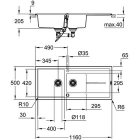 Resim Grohe K400 Kompozit Eviye 60 -C 116 / 50. Granit Gri - 31643At0 