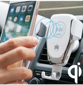 Resim Sones C6 Yerçekimi İndüksiyon Araba Qi Kablosuz Şarj Cihazı Hızlı Şarj Hava Firar Telefon Tutucu Beyaz 
