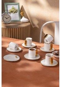 Resim Emsan Modern 80 Ml 6'lı Kahve Fincan Takımı Gold 