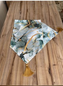 Resim Mermer Gold Desenli Runner Çok Renkli 